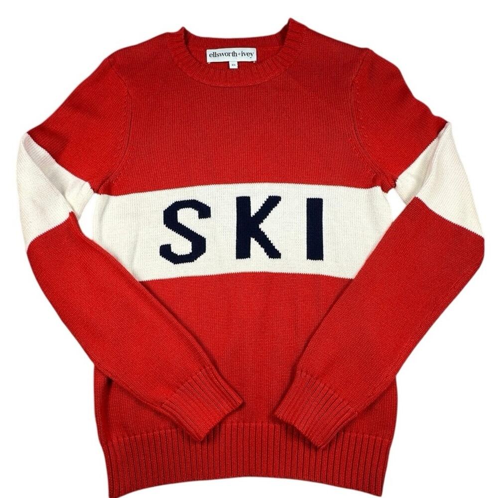 Ellsworth + Ivey Classic Crew Ski Sweater Cotton Blend Colorblock Knit XS